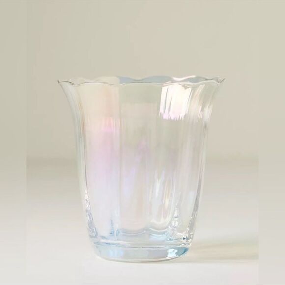 Anthropologie Fleur Tumbler Glasses- Iridescent Pearl- Set of 4 - Picture 1 of 4